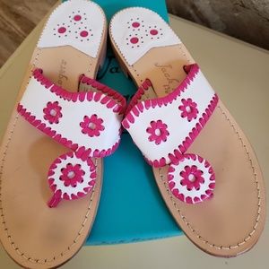White and Bright Pink Jack Rogers